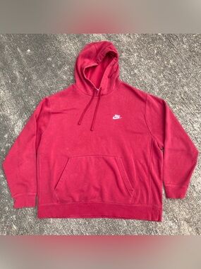 Nike Sportswear Club Fleece Pullover Hoodie Mens 2XL Red Cotton Swoosh